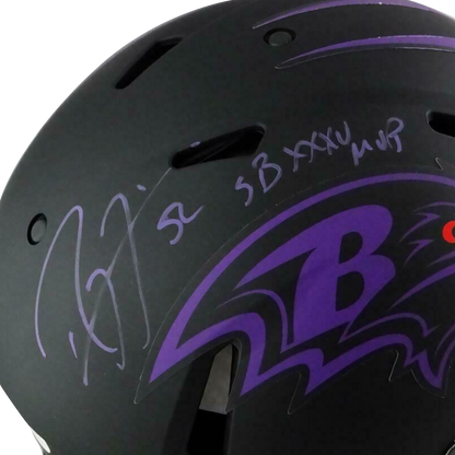 Ray Lewis Baltimore Ravens Signed F/S Speed Eclipse Authentic Helmet w/SB MVP (BAS COA)