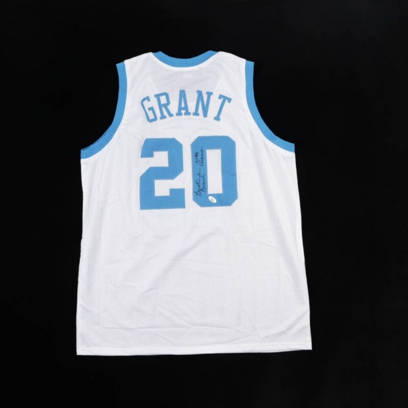 BUD GRANT SIGNED AUTOGRAPHED MINNEAPOLIS LAKERS CUSTOM JERSEY PSA COA NBA CHAMPS