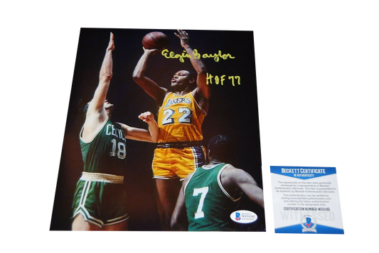 ELGIN BAYLOR Los Angeles Lakers signed 8X10 photo (BAS COA)