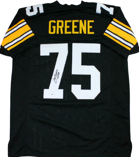 Joe Greene Pittsburgh Steelers Signed Black Pro Style Jersey with HOF (BAS COA)