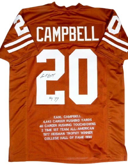 Earl Campbell Signed Houston Oilers Jersey (JSA COA) H.O.F.