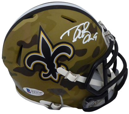 Drew Brees New Orleans Saints Signed Saints Camouflage Speed Mini Helmet 185740 (BAS COA)