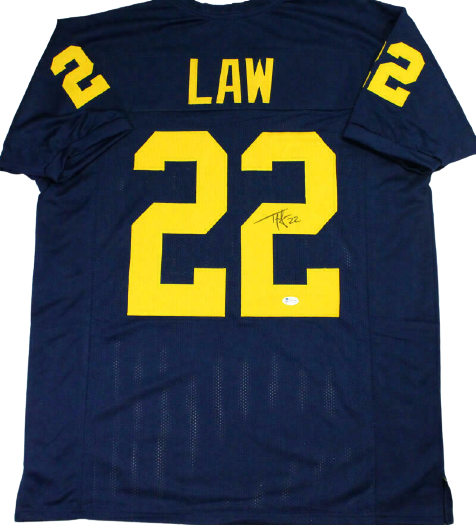 Ty Law Michigan Wolverines Signed Blue College Style Jersey (BAS COA)