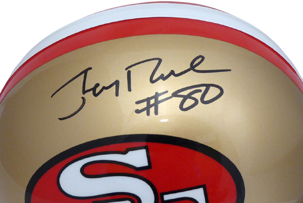 Jerry Rice San Francisco 49ers Signed 49ers Full-sized Helmet (64-95) #80 135393 (BAS COA)