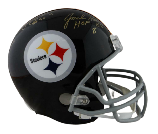 Jack Ham/Jack Lambert/Andy Russell Pittsburgh Steelers Signed Steelers 63-76 Full-sized Helmet with HOF *Gold (JSA COA)
