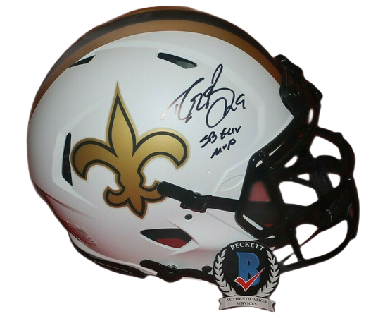 Drew Brees New Orleans Saints Signed Full-sized Lunar Eclipse Helmet with "SB XLIV MVP" 1 (BAS COA)