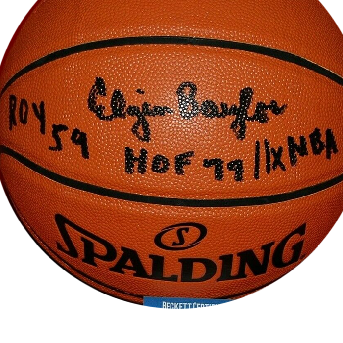 Elgin Baylor Los Angeles Lakers signed Basketball HOF 77 ROY 59 11X AS (Beckett COA)