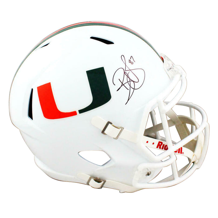 Reggie Wayne Miami Hurricanes Signed F/S Speed Helmet (BAS COA)