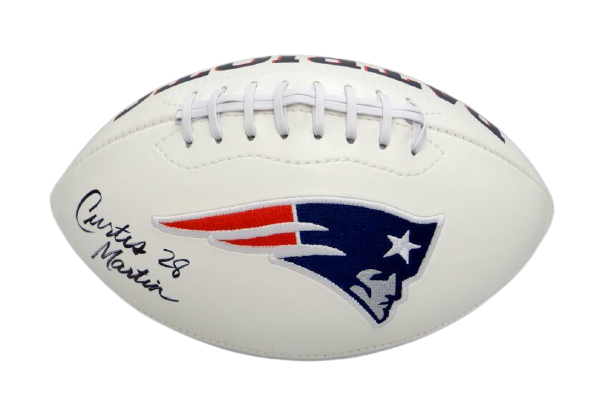 Curtis Martin New England Patriots Signed New England Patriots Logo Football (JSA COA)