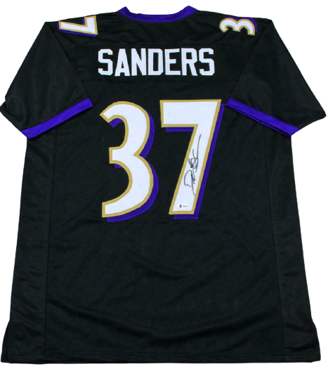 Deion Sanders Baltimore Ravens Signed Black Pro Style Jersey (BAS COA)