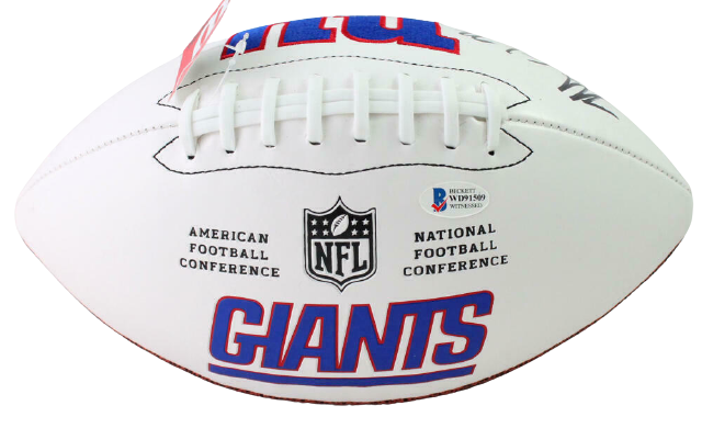 Michael Strahan New York Giants Signed New York Giants Logo Football *Simp (BAS COA)