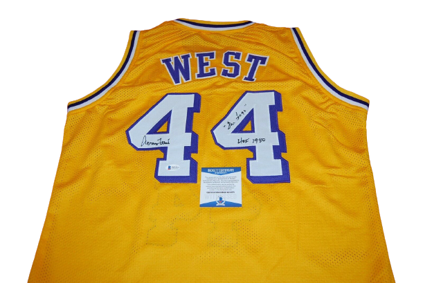 JERRY WEST Los Angeles Lakers signed Jersey HOF 1980 THE LOGO COA 1 (BAS COA)