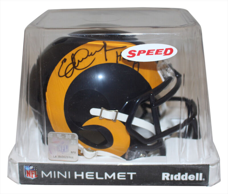 Eric Dickerson Signed Los Angeles Rams 81-99 Speed Mini Helmet HOF BAS 38879