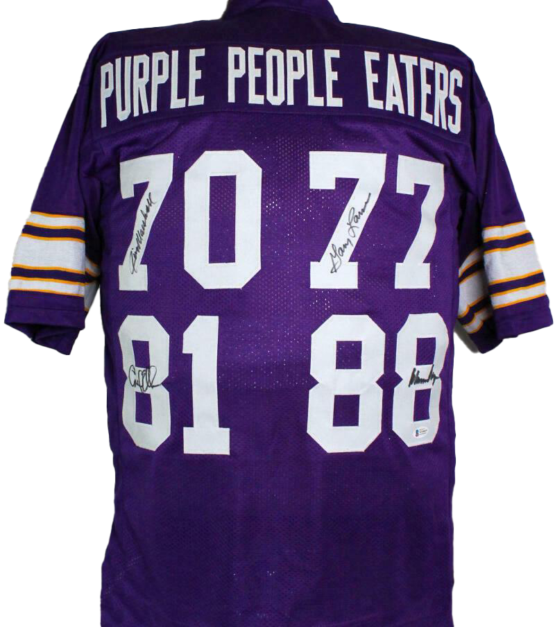 Purple People Eaters Minnesota Vikings Autographed Purple Pro Style Jersey- (BAS COA)