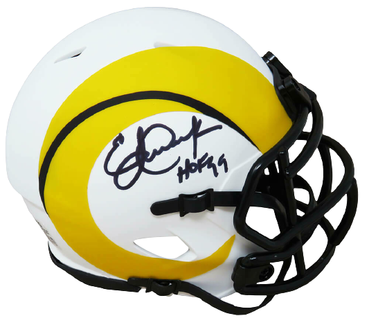 Eric Dickerson Los Angeles Rams Signed Lunar Eclipse White Riddell Mini Helmet w/HOF'99 (SCHWARTZ)