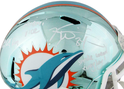 Ricky Williams Miami Dolphins Signed Miami Dolphins Full-sized Chrome Helmet with 3 Insc (JSA COA)