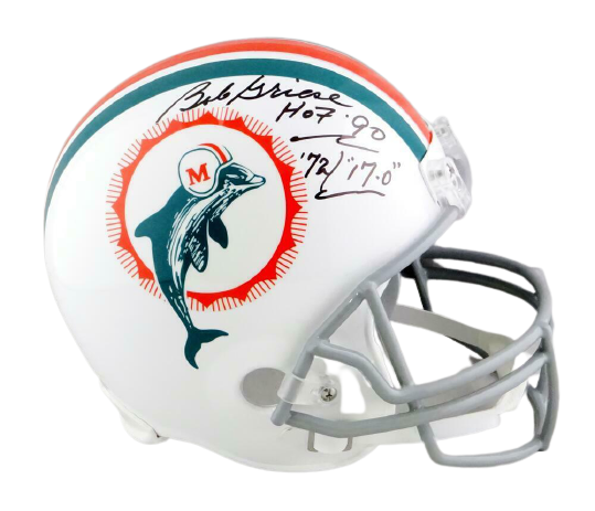 Bob Griese Miami Dolphins Signed Full-sized Miami Dolphins 72 TB Helmet with 2 Insc (JSA COA)