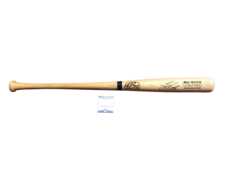 Gleyber Torres New York Yankees autographed signed natural rawlings bat (BAS COA)