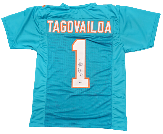 Tua Tagovailoa Miami Dolphins Signed Teal Jersey (BAS COA)