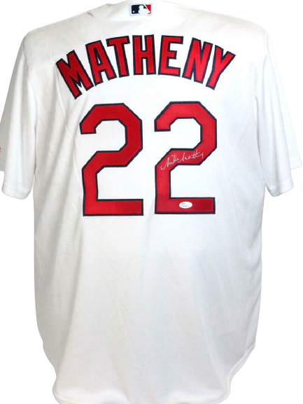 Mike Matheny St. Louis Cardinals Signed White Majestic Jersey (JSA