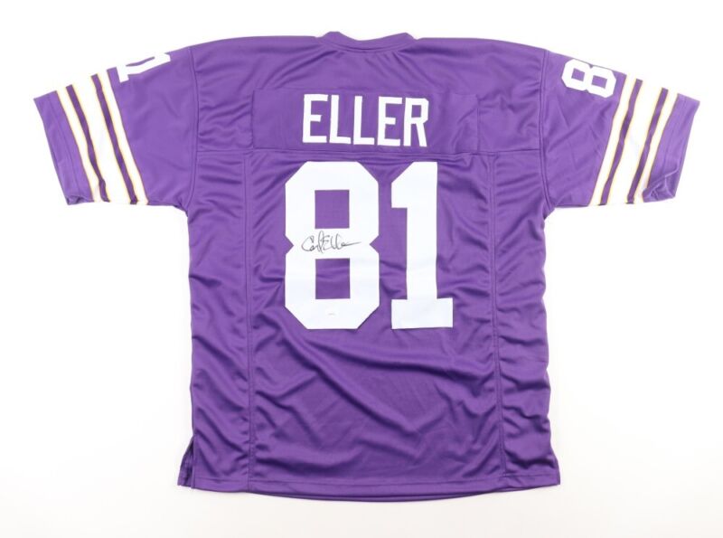 CARL ELLER SIGNED AUTOGRAPHED MINNESOTA VIKINGS CUSTOM JERSEY JSA COA