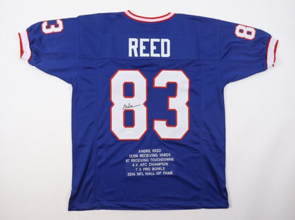 ANDRE REED SIGNED AUTOGRAPHED BUFFALO BILLS CUSTOM STAT JERSEY JSA COA
