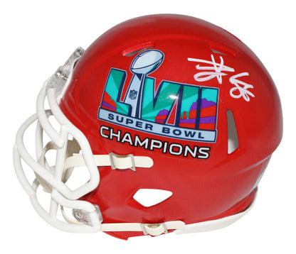 Tavis Kelce Autographed Kansas City Chiefs SB 57 Champs Mini BAS 40367