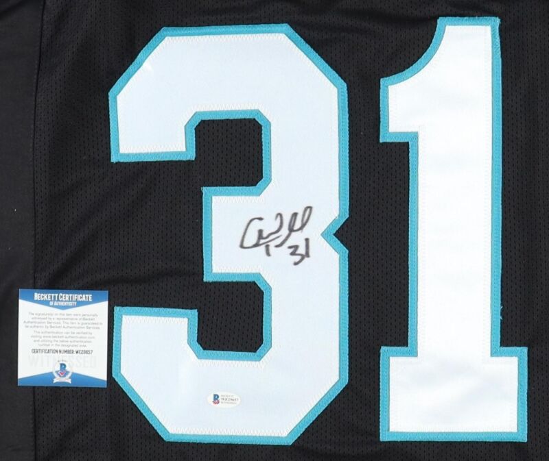 CHARLES TILLMAN SIGNED AUTOGRAPHED CAROLINA PANTHERS CUSTOM JERSEY BECKETT COA