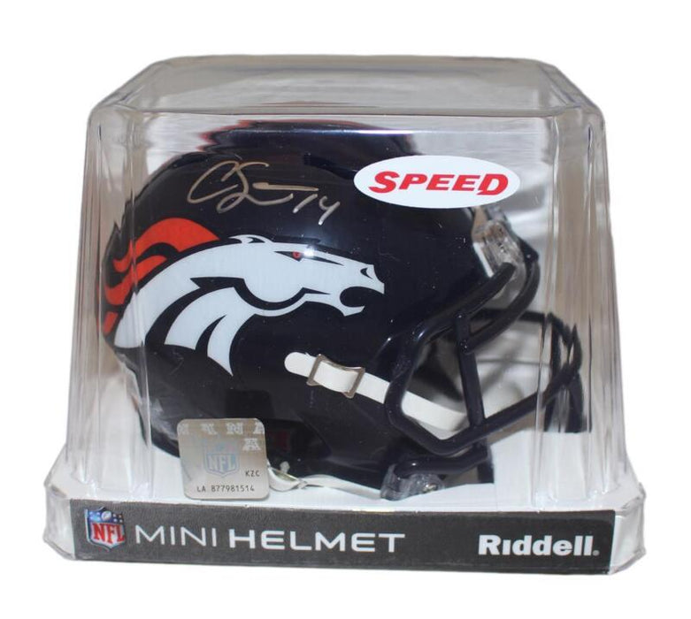 Courtland Sutton Autographed Denver Broncos Speed Mini Helmet Beckett 38531