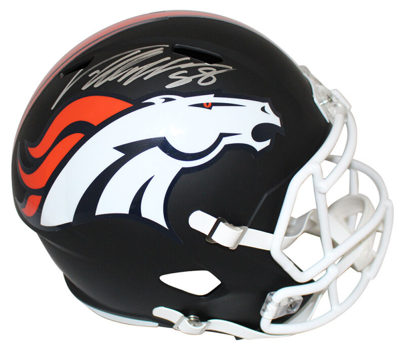 Von Miller Autographed Denver Broncos Black Matte Replica Helmet JSA 24304
