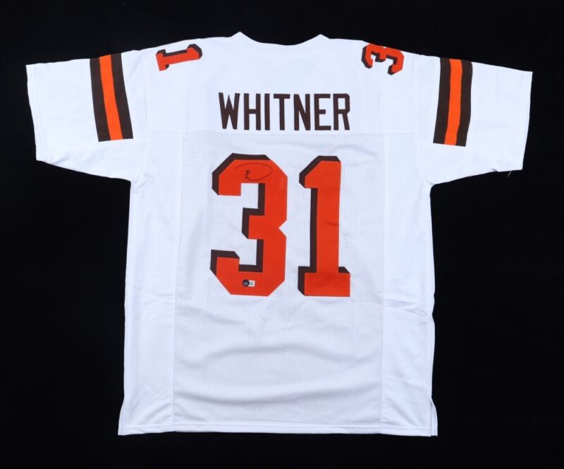 DONTE WHITNER SIGNED AUTOGRAPHED CLEVELAND BROWNS CUSTOM JERSEY BECKETT COA
