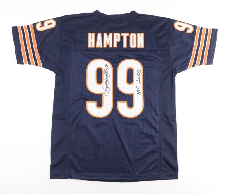 DAN HAMPTON SIGNED AUTOGRAPHED CHICAGO BEARS CUSTOM JERSEY JSA COA HOF 2002
