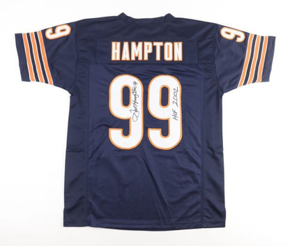 DAN HAMPTON SIGNED AUTOGRAPHED CHICAGO BEARS CUSTOM JERSEY JSA COA HOF 2002