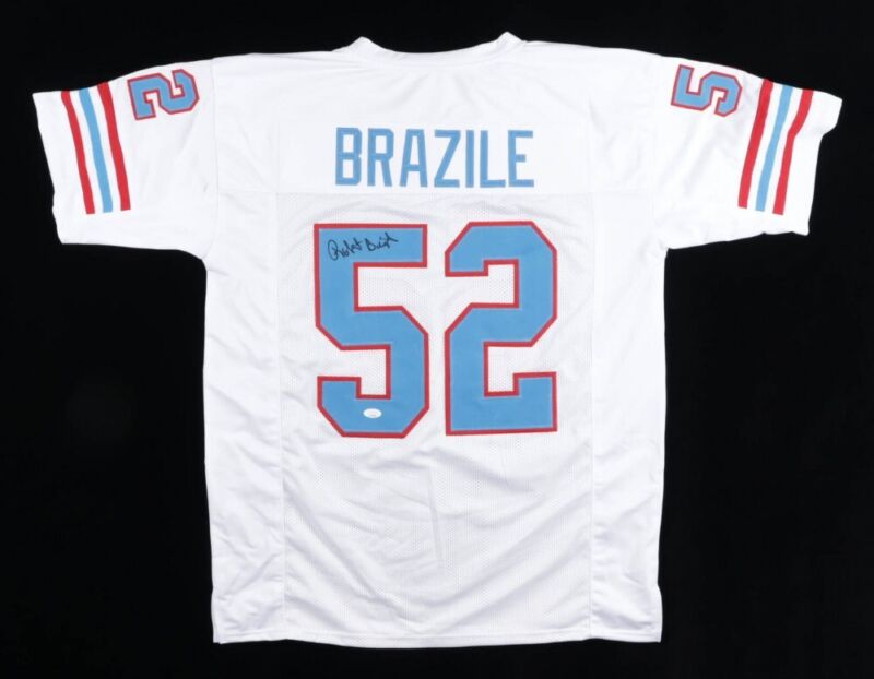 ROBERT BRAZILE SIGNED AUTOGRAPHED HOUSTON OILERS CUSTOM JERSEY JSA COA