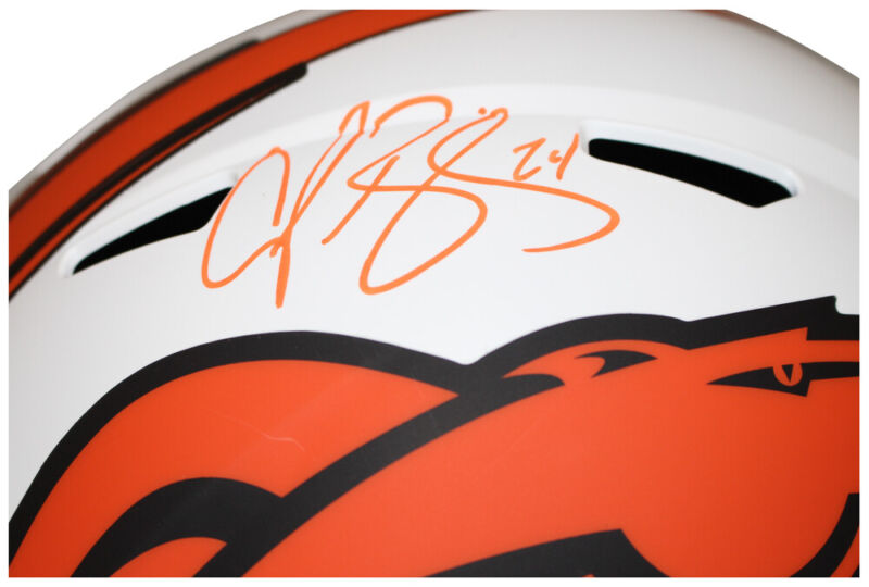 Champ Bailey Signed Denver Broncos F/S Lunar Speed Helmet Beckett 35597