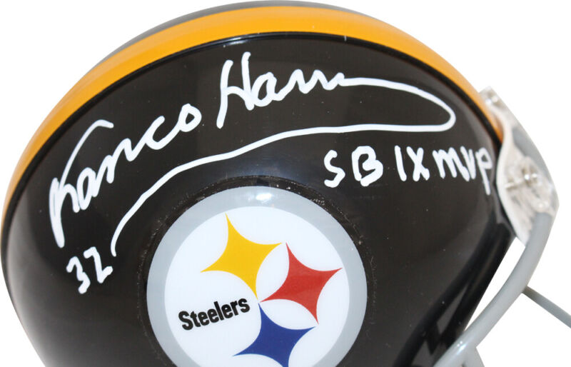 Franco Harris Signed Pittsburgh Steelers VSR4 63-76 Mini Helmet SB MVP BAS 39668