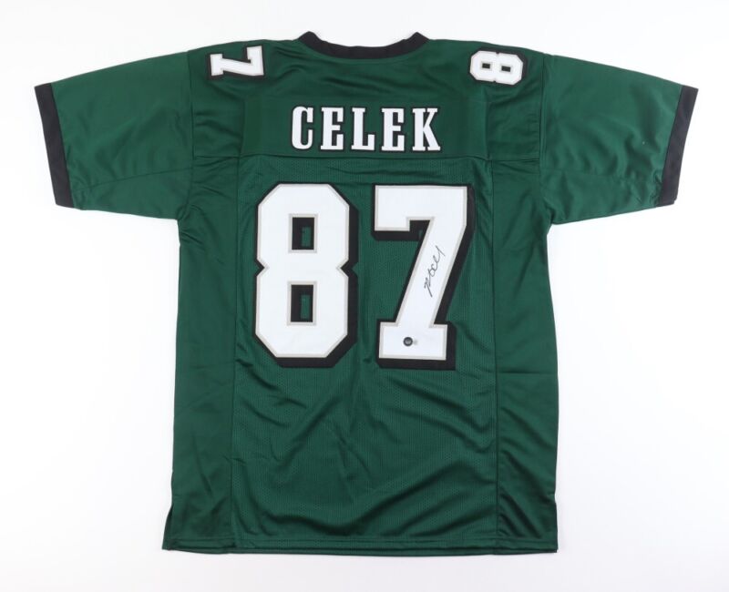 BRENT CELEK SIGNED AUTOGRAPHED PHILADELPHIA EAGLES CUSTOM JERSEY BECKETT COA