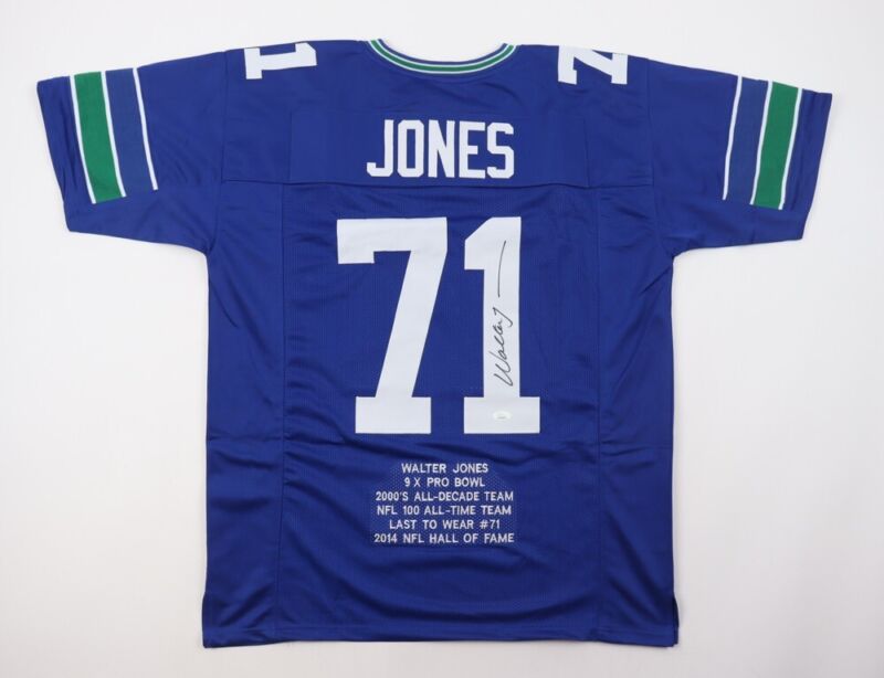 WALTER JONES SIGNED AUTOGRAPHED SEATTLE SEAHAWKS CUSTOM STAT JERSEY JSA COA