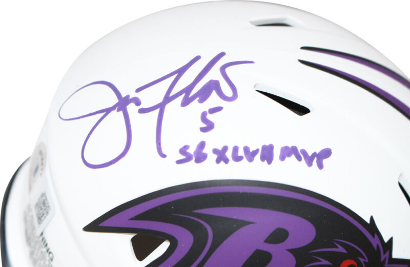Joe Flacco Signed Baltimore Ravens Lunar Mini Helmet w/SB MVP BAS 40155