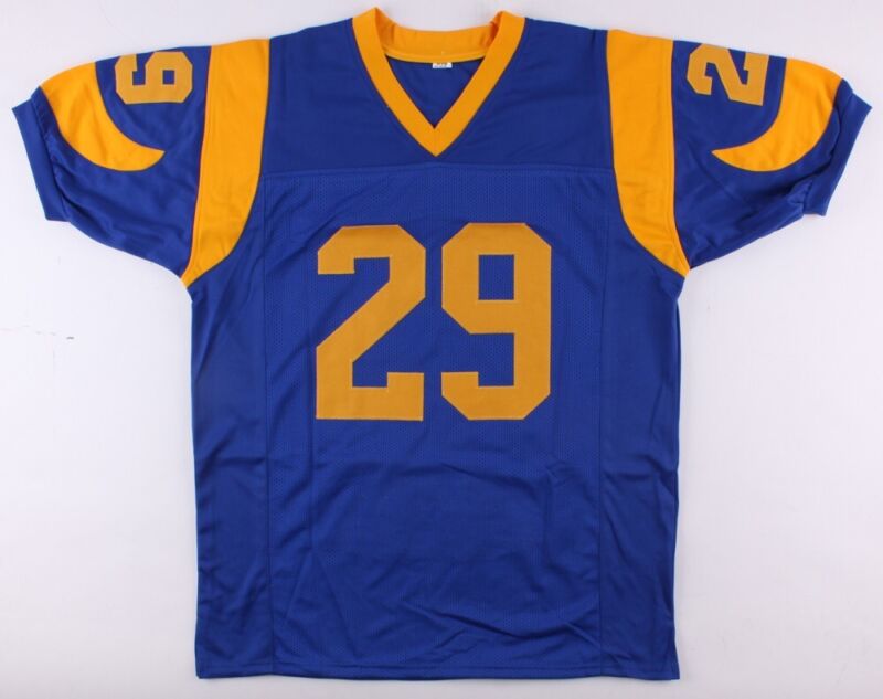 ERIC DICKERSON SIGNED AUTOGRAPHED LOS ANGELES RAMS CUSTOM STAT JERSEY JSA COA