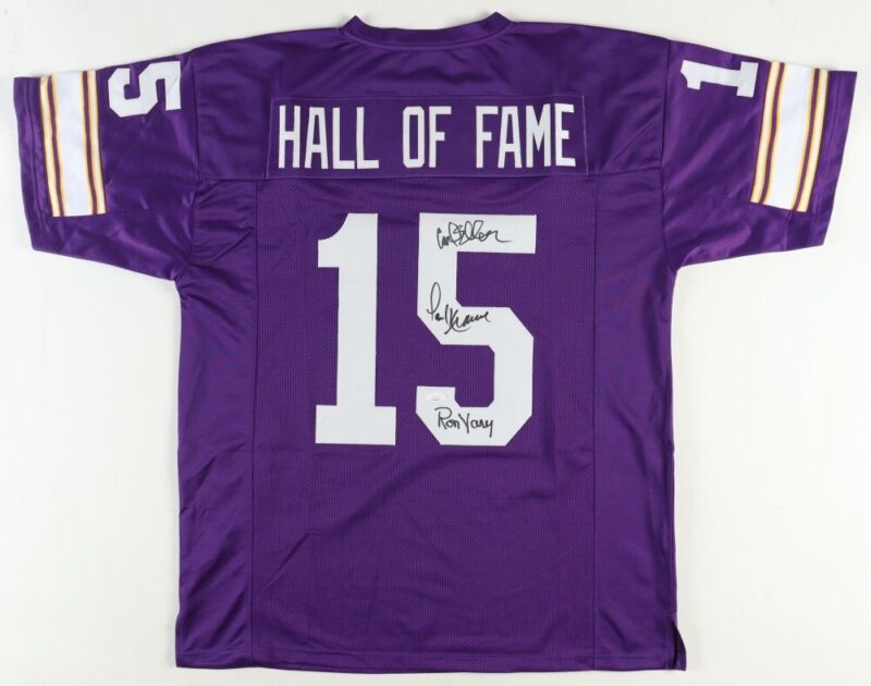 KRAUSE, ELLER & YARY SIGNED AUTOGRAPHED MINNESOTA VIKINGS CUSTOM JERSEY JSA COA