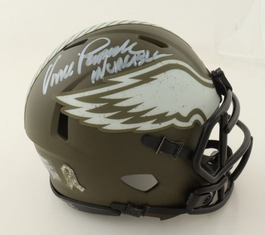 VINCE PAPALE SIGNED AUTOGRAPHED EAGLES SALUTE TO SERVICE MINI HELMET JSA COA