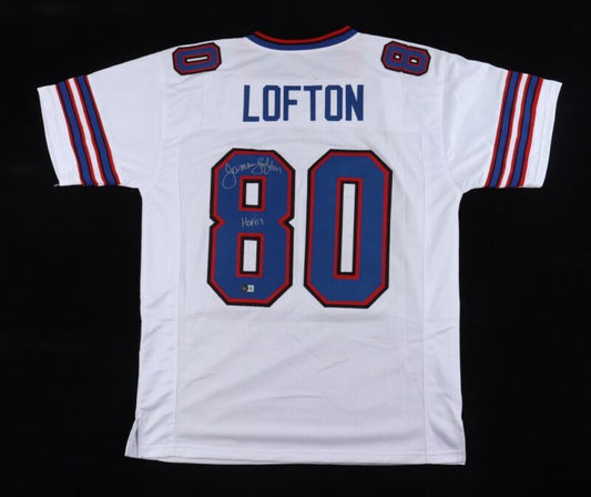 JAMES LOFTON SIGNED AUTOGRAPHED BUFFALO BILLS CUSTOM JERSEY BECKETT COA "HOF 03"