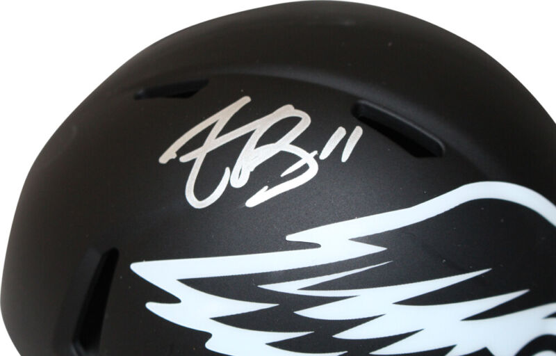 Aj Brown Autographed Philadelphia Eagles Eclipse Mini Helmet Beckett 40802