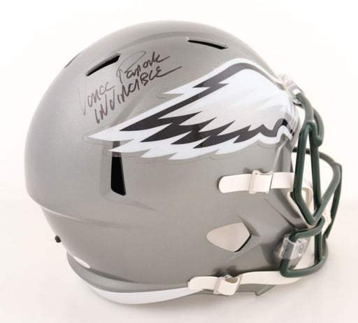 Vince Papale Signed Philadelphia Eagles FLASH Riddell Speed Mini Helmet  w/Invincible - Schwartz Authenticated