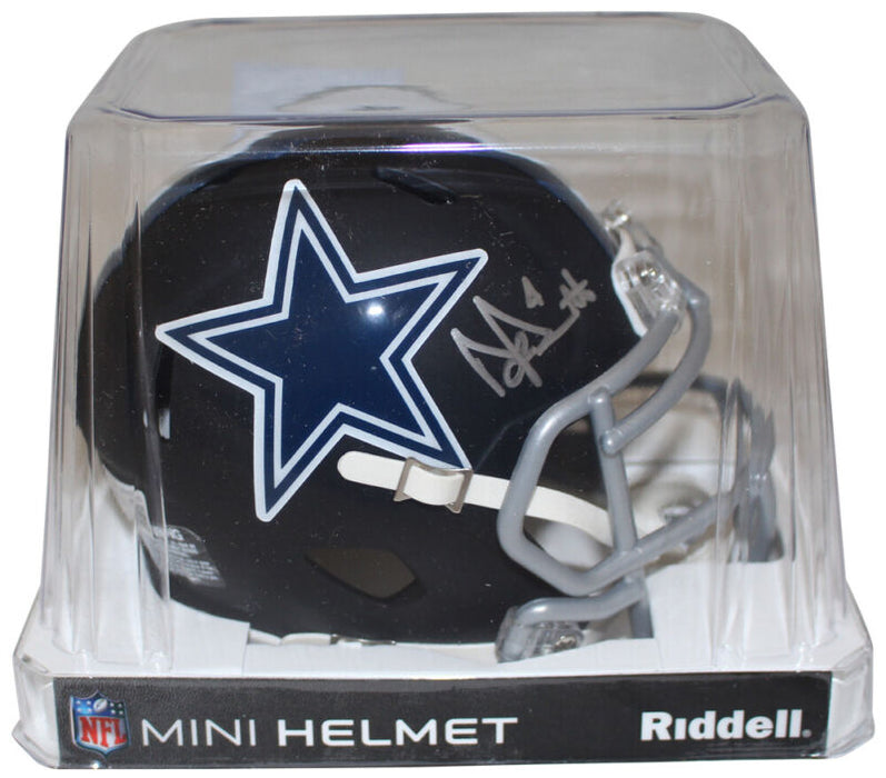 Dak Prescott Autographed Dallas Cowboys Flat Black Mini Helmet Beckett 37337