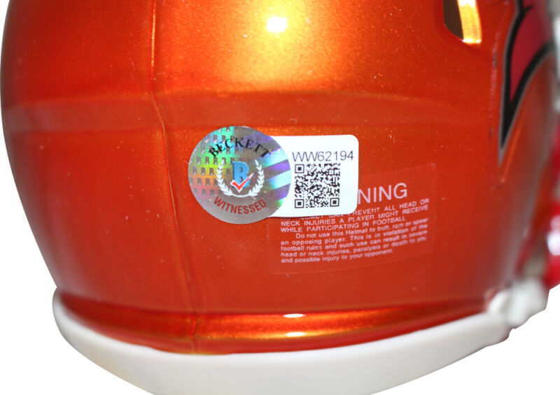 Mike Alstott Autographed Tampa Bay Buccaneers Flash Mini Helmet BAS 15000