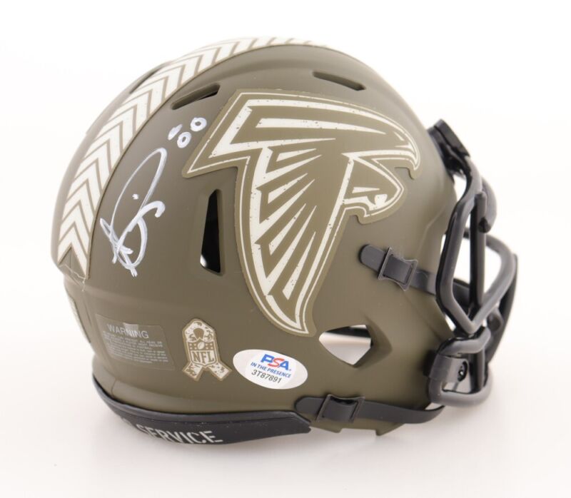 ANDRE RISON AUTOGRAPHED ATLANTA FALCONS SALUTE TO SERVICE MINI HELMET PSA COA