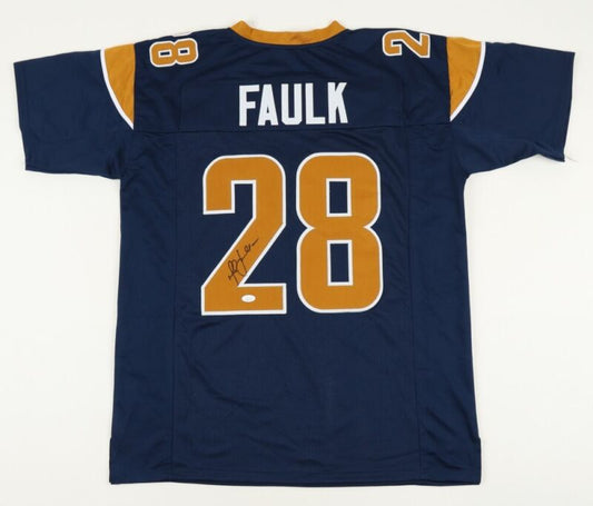 MARSHALL FAULK SIGNED AUTOGRAPHED ST LOUIS RAMS CUSTOM JERSEY JSA COA LA