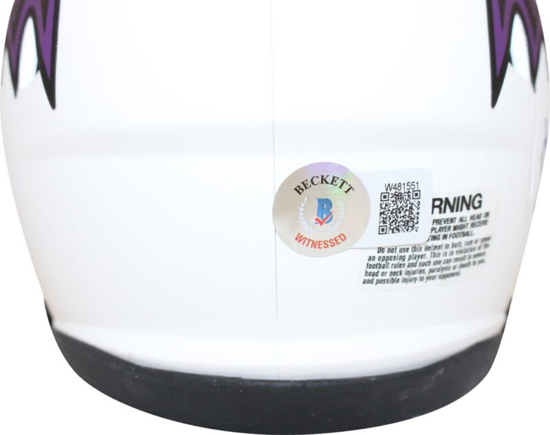 Ray Lewis & Ed Reed Autographed Baltimore Ravens Lunar Mini Helmet BAS 39863